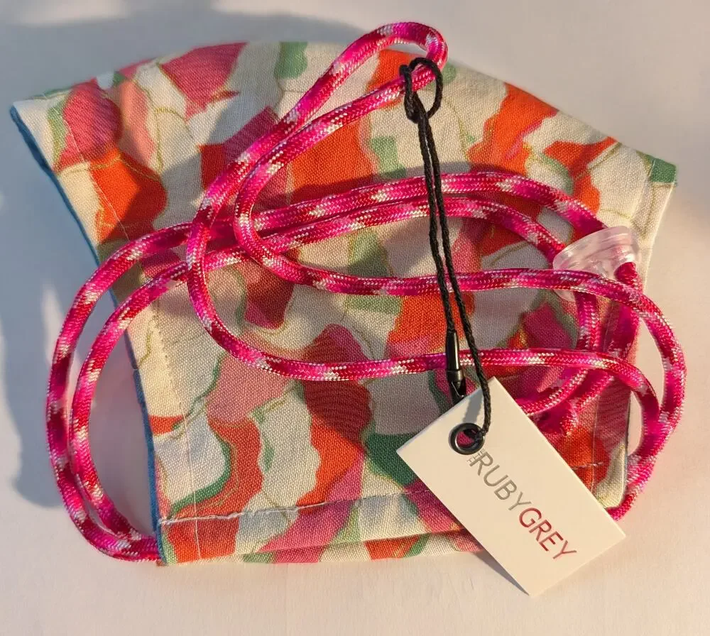 Ruby Grey Pink Floral Face Covering Mask